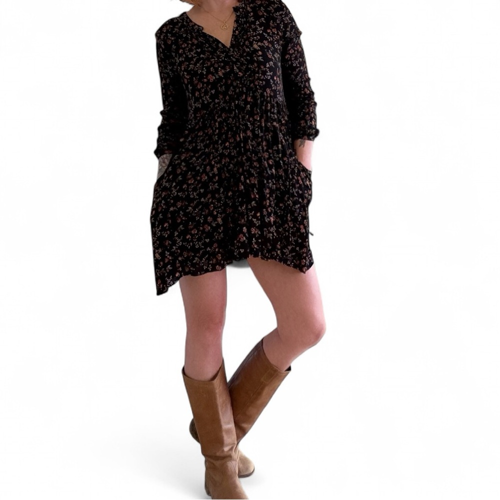 Vintage American Eagle Outfitters Black Floral Mini Dress